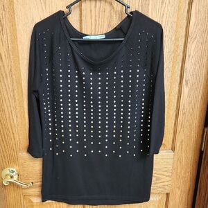 Maurices Black Long Sleeve Top with Metallic Accents